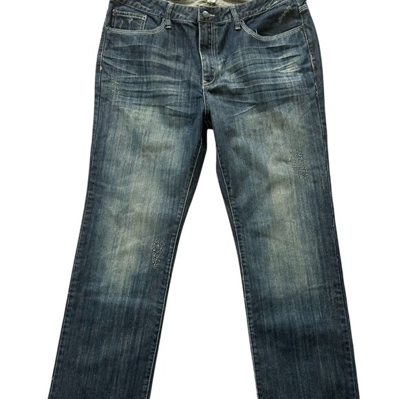 KENNETH COLE Dark Wash Distressed Straight Leg Jeans Size 36 X 30 - Picture 3 of 15